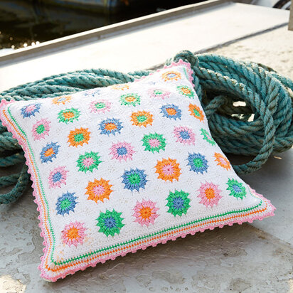 White Granny Square Pillows in Schachenmayr Catania - S9027B