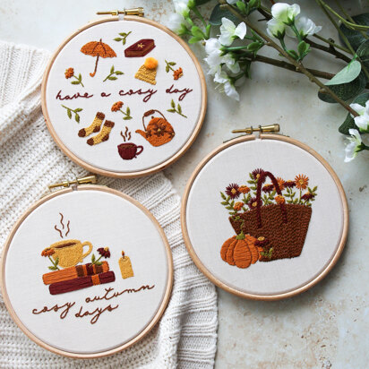 The Cosy Collection - 3 Stunning Beginner Autumnal Embroidery Designs