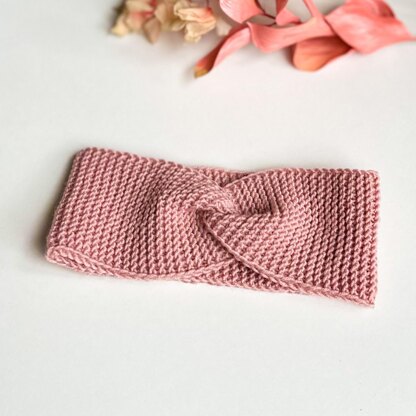 Pink Twist Knot Knitted Headband