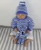 Baby Stripe Sweater, Bobble Beanie & Teddy Bear