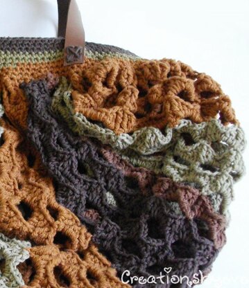 Striped crochet hobo market bag