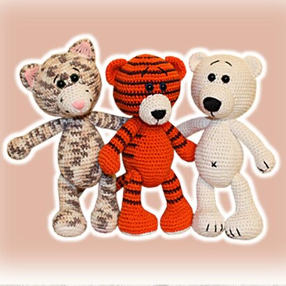 Tiger, Cat and White Bear Crochet Pattern