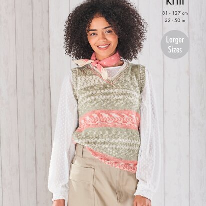 Ladies Round and V Neck Tank Tops Knitted in King Cole Fjord DK - 5697 - Downloadable PDF - knitting pattern