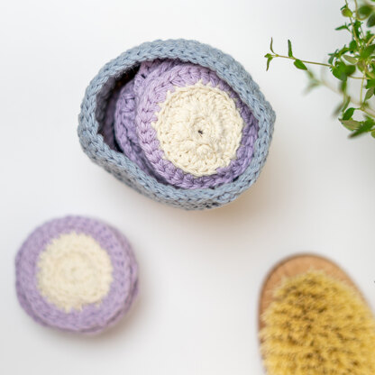 Round Pot & Scrubbie Set - Free Crochet Pattern in Paintbox Yarns Recycled Cotton Worsted - Free Downloadable PDF