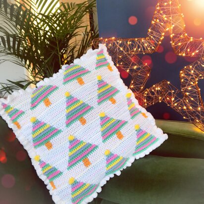 Rainbow Christmas Tree Cushion