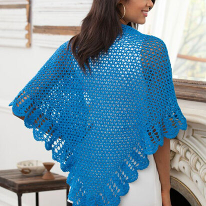 V-Stitch & Scallop Shawl in Aunt Lydia's Fashion Crochet Thread Size 3 Solids - LC4100