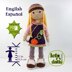 Crochet Doll Pattern, Amigurumi doll pattern, Large doll, 21"/53cm, Gabi