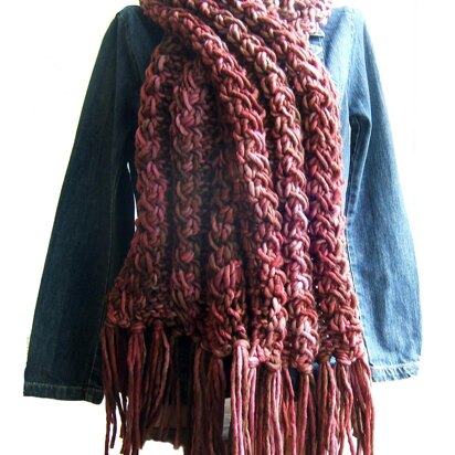 Chunky Cable Effect Scarf with Hat, Fingerless mittens and Bangle Variations