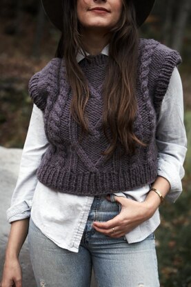 Chunky Vest Top KNIT PATTERN X Cable Tank Top Sleeveless Sweater