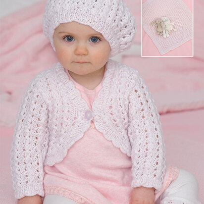 Baby Girls Cardigan, Blanket and Beret in Sirdar Snuggly DK - 1860 - Downloadable PDF
