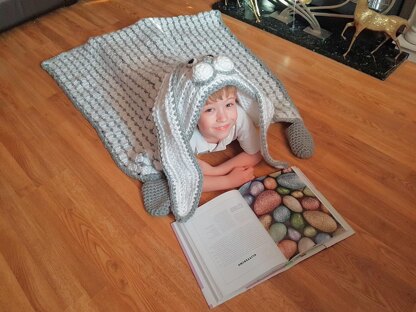 2in1 Woodland Bunny Rabbit Hooded Blanket Crochet Pattern