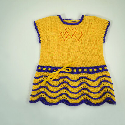 Hearts Knit Together Baby Dress in Cascade Yarns Heritage Solids - FW238 - Downloadable PDF