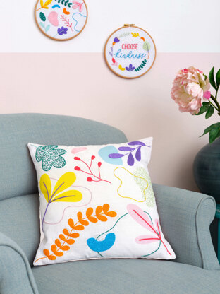 Anchor Freestyle: Ana Clara Graphic Floral Cushion Printed Embroidery Kit
