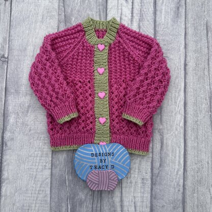 Ashe Baby cardigan, hat, booties & mitts knitting pattern newborn 16 inch chest.