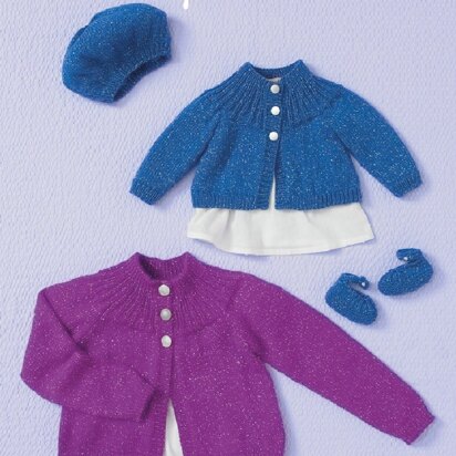 Cardigans, Beret and Shoes in Hayfield Baby Sparkle DK - 4659