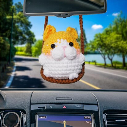 Swinging Golden Cat Car Hanging