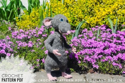 Crochet Pattern Macaroni the rat aninal Amigurumi toy