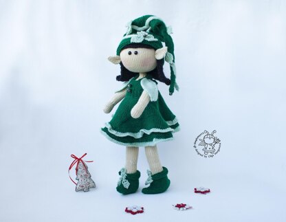 Elf  doll knitted flat