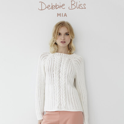 "Cable Eyelet Sweater" - Sweater Knitting Pattern For Women in Debbie Bliss Mia