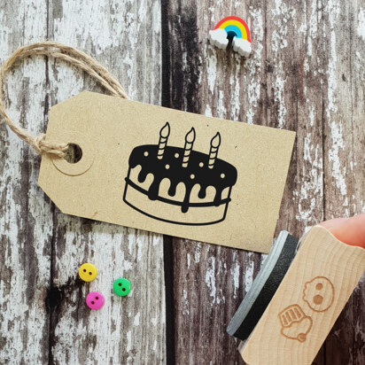 Skull and Cross Buns Birthday Cake Rubber Stamp