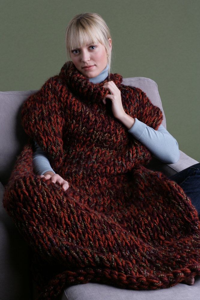Knit Sweater Blanket in Lion Brand Wool-Ease Thick & Quick