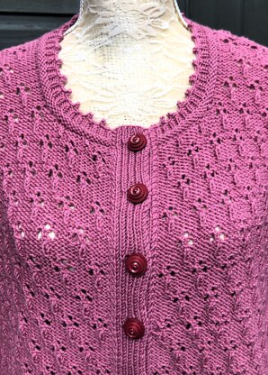 Textured Cardigan with Eyelet Patterning