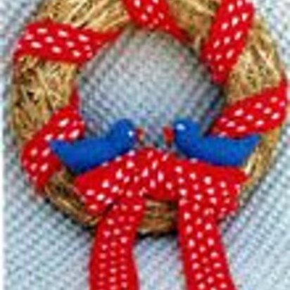 Country Wreath W/Polk Dot Ribbon