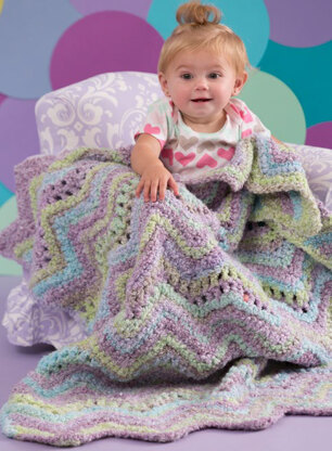 Ripple Baby Blanket in Red Heart Snuggle Bunny - LW4571 - Downloadable PDF