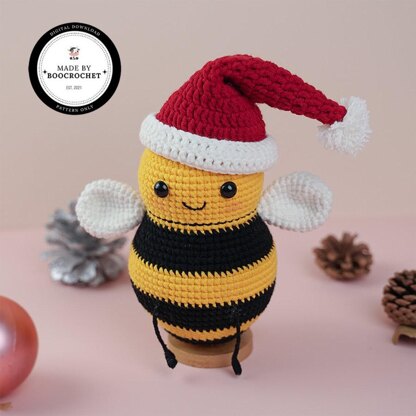 Bee In Christmas Hat Plush Toy Crochet Pattern