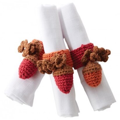 Autumn Acorns Napkin Rings in Bernat Handicrafter Holidays - Downloadable PDF