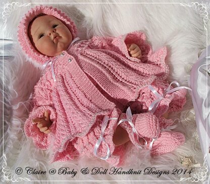 ‘Pearly Princess’ knitting pattern for 16-22” doll/newborn/0-3m baby