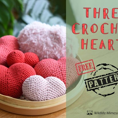 Free Three Crochet Hearts