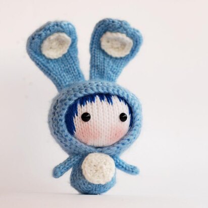 Blue Rabbit Doll with removable tail. Toy from the Tanoshi series.