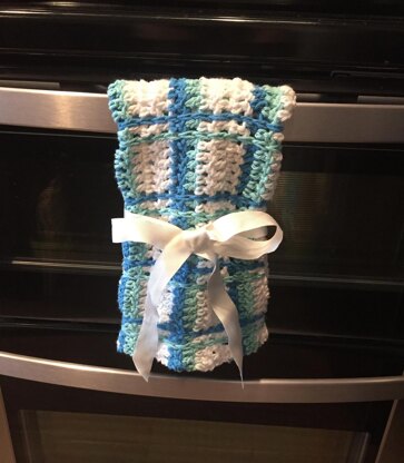 Crochet Tartan Plaid Hand Towel/Wash Cloth