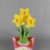 Crochet daffodils in a pot spring decor pattern