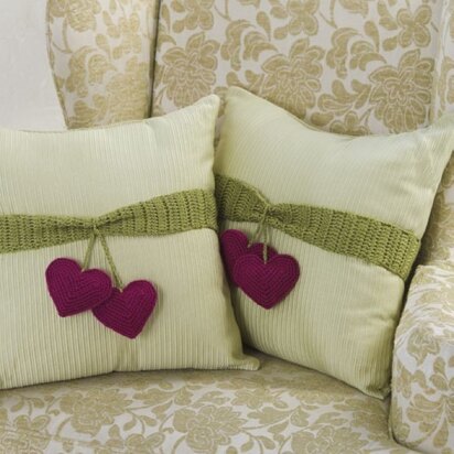 Heart-to-Heart Pillow Trim in Red Heart Soft Solids - LW2290