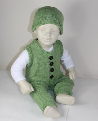 Baby Dungarees and Beanie Hat