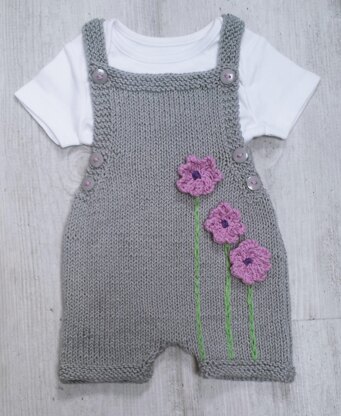 Baby Bib Short with Flowers 0-2 yrs