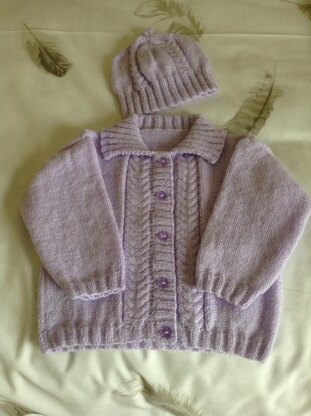 Cable Cardigan and Hat