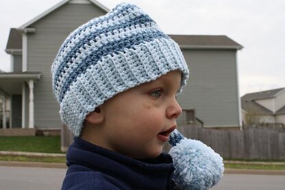 Crocheted Stocking Hat with Ribbed Edge