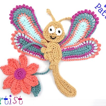 Dragonfly crochet applique pattern