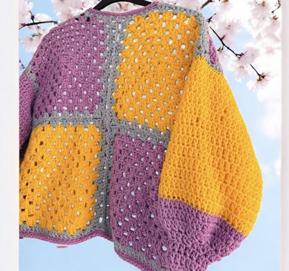 Puff Flower Crochet Cardi