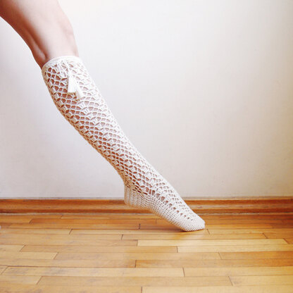 Fine Lace socks with tassels