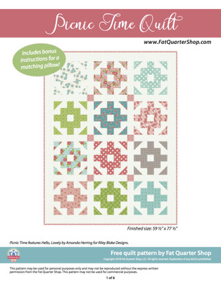 Riley Blake Picnic Time Quilt - Downloadable PDF