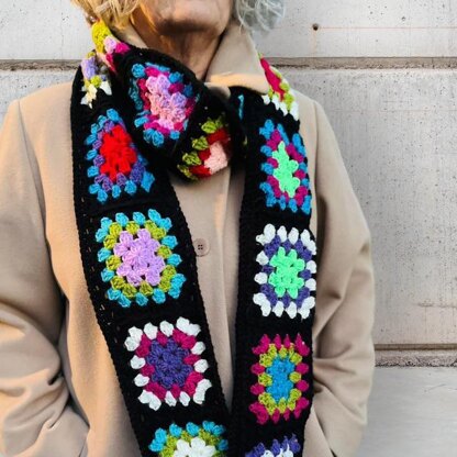 Granny Square Crochet Scarf