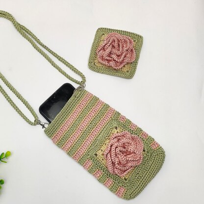 3D Rose Flower Phone Bag