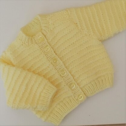 Round Neck garter stripe baby cardigan