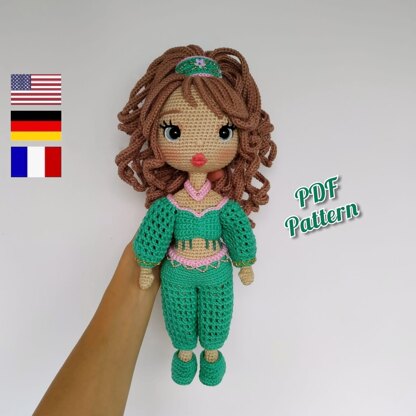 ASTRID crochet doll pattern with extra clothes, Amigurumi basic doll pattern, PDF amigurumi crochet (English, Deutsch, Français)