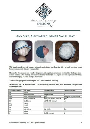 Summer Hat (Cloche or Brimmed Finish)