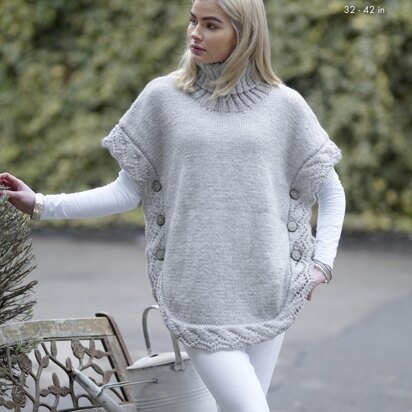 Poncho & Sweater in King Cole Fashion Aran - 5154 - Downloadable PDF